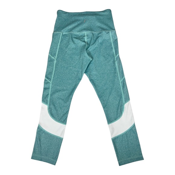 ZYIA Active Teal White Athletic Cropped Leggings Side Pockets Womens - Picture 4 of 6